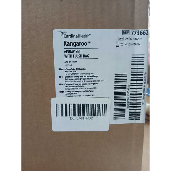 NWT Cardinal Health™ Kangaroo™ ePump Enteral Feeding Set w Flush Bag,1000M - Picture 2 of 4